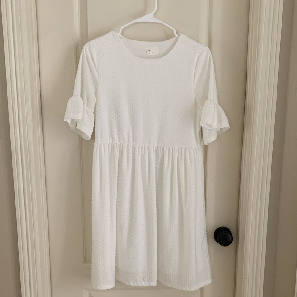 Dee Elly Polka Dot Babydoll Style Short Sleeve Dress